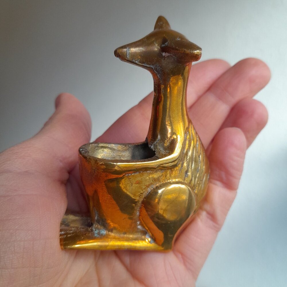 Vintage Brass Kangaroo 3" Incense Burner Miniature with Pouch Pocket Figurine - Picture 11 of 11